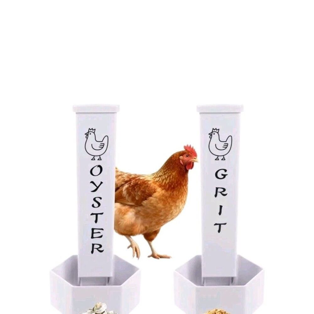 Chicken Oyster Shell Feeder and Grit Feeder Combo With Lid For Birds